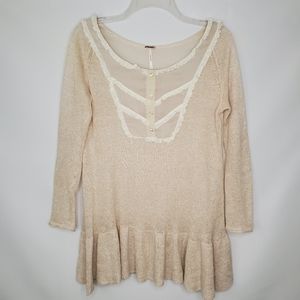 Free People Beige Long Sleeve Tunic